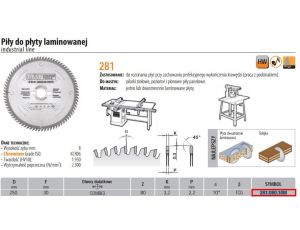 CMT PIŁA HM 250x30x3,2/2,2 Z=80 DO LAMINATU.