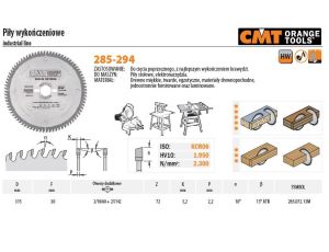 CMT PIŁA HM 315x30x3,2/2,2 Z=72N ... CIĘCIE POPRZECZNE, WYKAŃCZAJĄCE