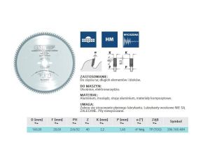 CMT PIŁA HW D=165 F=20 Z=40 K=2,2/1,6 ALUMINIUM, MOSIĄDZ, KOMPOZYT