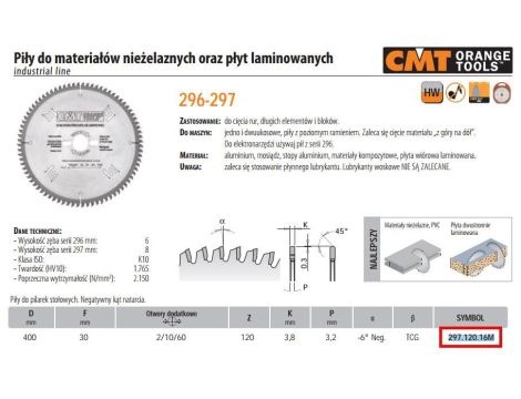 CMT PIŁA HW D=400 F=30 Z=120 K=3,8/3,2 .