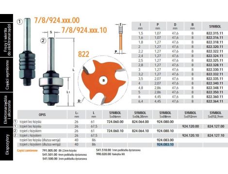 CMT TRZPIEŃ DO FREZÓW PIŁK.DŁ. S=8 +LOŻ. .