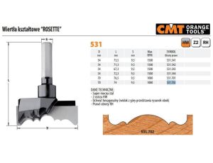 CMT WIERTŁO HM D=70 I=40 S=9,52 HEXAG... WIERTŁO KSZTAŁOWE 