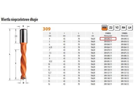 CMT WIERTŁO HW NP D= 4 I=43 L=70 S=10x20 RH