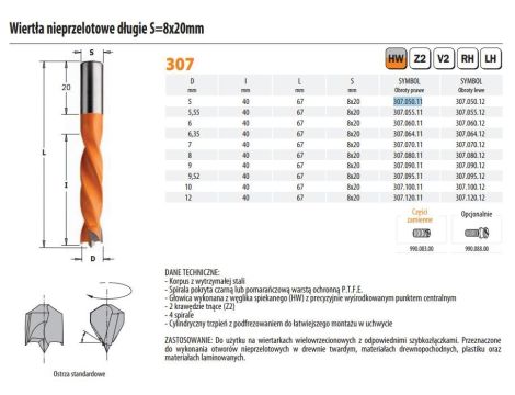 CMT WIERTŁO HW NP D=5 I=40 L=67,5 S=8x20 ...