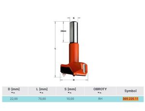 CMT WIERTŁO PUSZKOWE DŁUGIE HM 22x70 ...