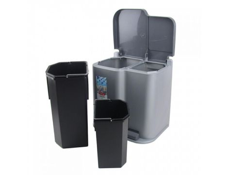 CURVER KOSZ DO SEGREGACJI ŚMIECI DUO PEDALBIN 21L  /SREBRNY/ GRAFITOWY