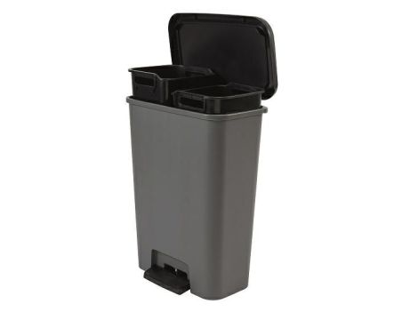 CURVER KOSZ NA ŚMIECI Z PEDAŁEM 23+23L  /CIEMNY SZARY/ CZARNY