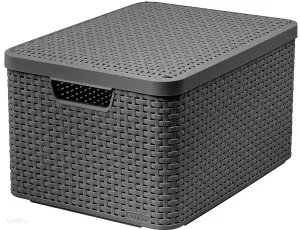 CURVER KOSZYK L Z POKRYWĄ 30L  /CIEMNY SZARY