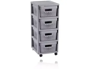 CURVER REGAŁ INFINITY NA KÓŁKACH 4x11L AŻUROWY JASNO SZARY