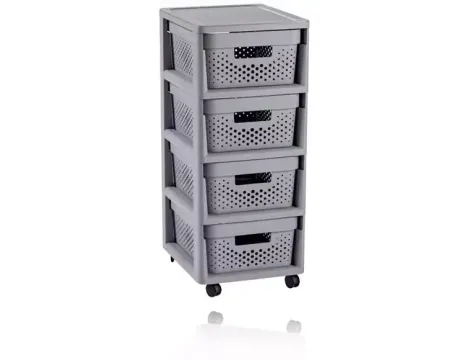 CURVER REGAŁ INFINITY NA KÓŁKACH 4x11L AŻUROWY JASNO SZARY