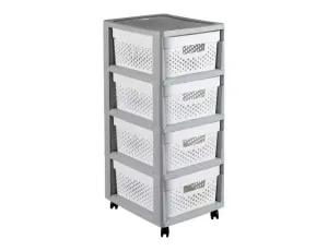 CURVER REGAŁ INFINITY NA KÓŁKACH 4x11L AŻUROWY SZARO/BIAŁY