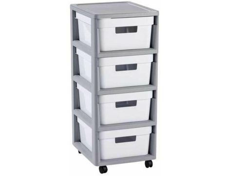 CURVER REGAŁ INFINITY NA KÓŁKACH 4x11L SZARO/BIAŁY