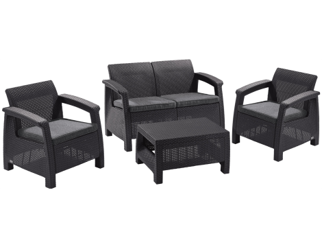 KETER ZESTAW MEBLI OGRODOWYCH CORFU SET 3+1 ANTRACYT/GRAFIT