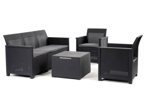 KETER ZESTAW MEBLI OGRODOWYCH ELODIE 4el. Z SOFĄ 3-OSOB. ANTRACYT/GRAFIT