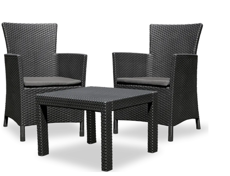 KETER ZESTAW MEBLI OGRODOWYCH ROSARIO GRAFIT 2 FOTELE+STOLIK