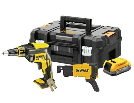 DEWALT WKRĘTARKA DO PŁYT G/K 18V DCF620E1K 30Nm 1x1,7Ah POWERSTACK BL Z MAGAZYNKIEM DCF6201 BEZ ŁADOWARKI