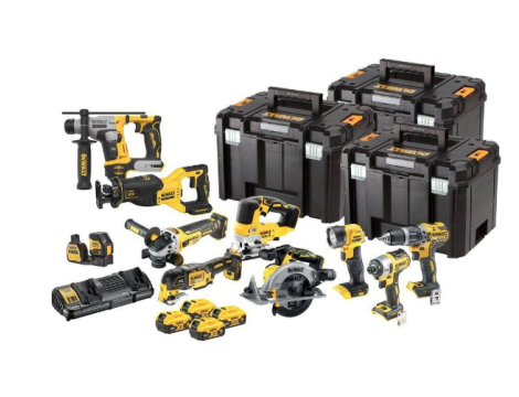 DEWALT ZESTAW COMBO 18V DCK1012P4T (DCD796, DCF887, DCS565, DCS382, DCS356, DCS334, DCH172, DCG405, DCE088NG18, DCL040) 4x5,0Ah 3xTSTAK