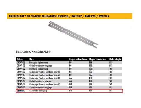 DEWALT BRZE. WEŁNA HSS 430mm DO DWE397/398/399 - 2