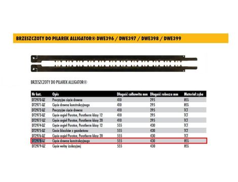 DEWALT BRZE.DREWNO HSS 430mm DO DWE397/398/399 ...