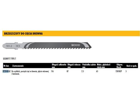 DEWALT BRZE.WYRZ. 116x2,5mm T301BCP DREWNO /5szt.