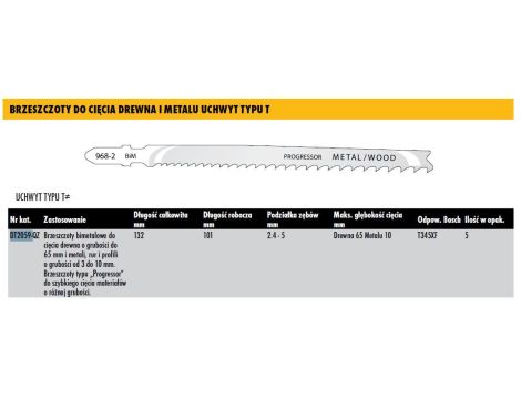 DEWALT BRZE.WYRZ. 132x2,4-5mm T345XF DREW-MET /5szt. ...
