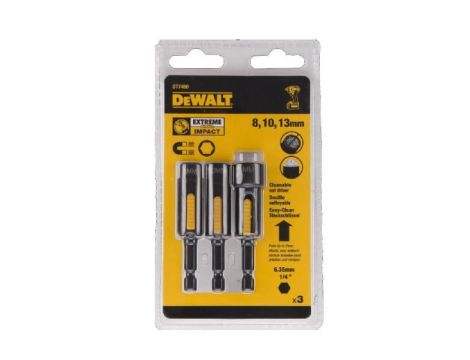 DEWALT KOŃCÓWKA Z NASADKĄ kpl.3szt./8,10,13mm EXTREME IMPACT SAMOCZYSZCZĄCASAMOCZYSZCZĄCE