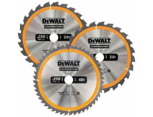 DEWALT PIŁA TARCZOWA EX KPL. 3szt. 250mm 2x24z, 1x48z