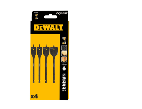 DEWALT WIERTŁO ŁOPATKOWE UDAROWE KPL. 4szt. 20, 22, 25, 32mm HEX 1/4"