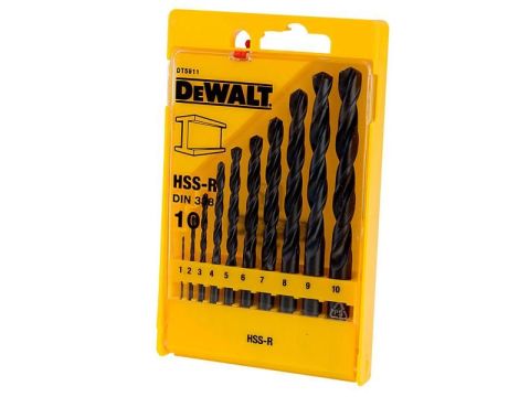 DEWALT WIERTŁO METAL HSS-R KPL.10szt. 1-10mm