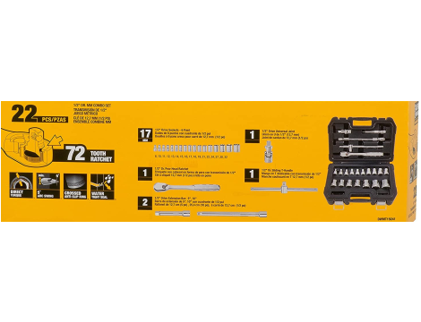 DEWALT ZESTAW KLUCZY  22el. 1/2"