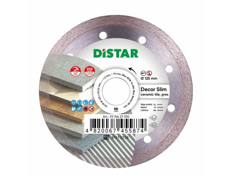 DISTAR TARCZA DIAMENTOWA DECOR SLIM 125 x 1,2 x 8 x 22,23mm