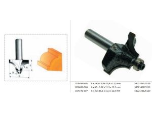 CONDOR FREZ DO DREWNA 8x28x8x9,8x12mm DO ZAOKRĄGLEŃ, Z ŁOŻYSKIEM.