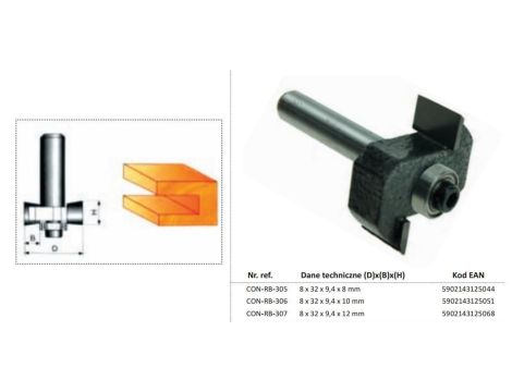 CONDOR FREZ DO DREWNA 8x32x9,4x8mm 305 DO ROWKOWANIA, Z ŁOŻYSKIEM. - 2