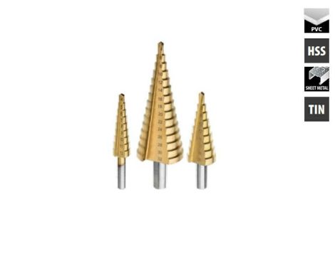 CONDOR WIERTŁO STOPNIOWE KPL.3szt. 4-12mm / 4-20mm / 4-32mm.......