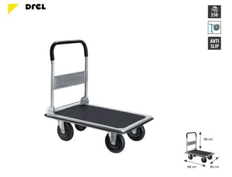 CONDOR WÓZEK MAGAZYNOWY 4-KOŁOWY 350KG PLATFORMA 90x60cm KOŁA POMPOWANE