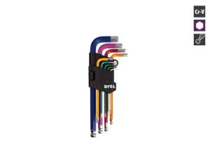 DREL IMBUS 1,5-10mm 9szt.KULA DŁUGIE KOLOROWE