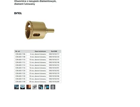 DREL KORONA  20mm  NASYP DIAMENTOWY.... /DIAMENT LUTOWANY