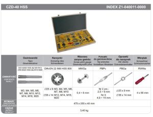 FANAR GWINTOWNIKI+NARZYNKI kpl. 40cz M3-M20, CZD-40 HSS.