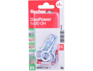 FISCHER KOŁEK DUOPOWER  6x30 Z HAKIEM OCZKOWYM /4szt.