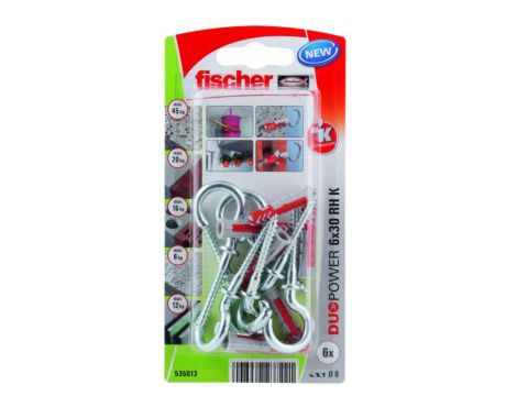 FISCHER KOŁEK DUOPOWER  6x30 Z HAKIEM OKRĄGŁYM /6szt.