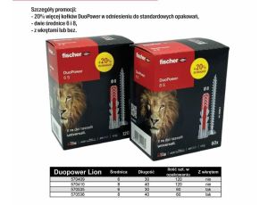 FISCHER KOŁEK DUOPOWER  8x40 S 50szt. Z WKRĘTEM +20% GRATIS