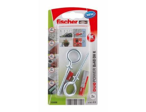 FISCHER KOŁEK DUOPOWER  8x40 Z HAKIEM OCZKOWYM /2szt.
