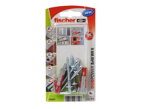 FISCHER KOŁEK DUOPOWER  8x40 Z HAKIEM PROSTYM /4szt.