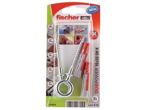 FISCHER KOŁEK DUOPOWER 10x50 Z HAKIEM OCZKOWYM /2szt.