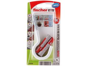FISCHER KOŁEK DUOPOWER 10x50 Z HAKIEM OKRĄGŁYM /2szt. BIAŁE