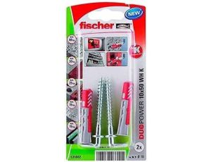 FISCHER KOŁEK DUOPOWER 10x50 Z HAKIEM PROSTYM /2szt.