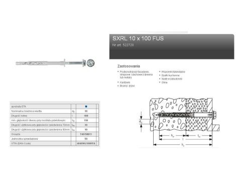 FISCHER KOŁEK ROZP.SXRL 10x120 FUS 50szt MOC. RAMOWE
