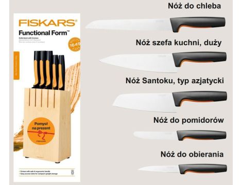 FISKARS ZESTAW 5 NOŻY W BLOKU
