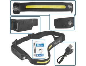LATARKA CZOŁOWA Z CZUJNIKIEM RUCHU LED COB 3W+1W 1200mAh 350lm GEKO