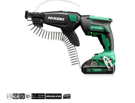 HIKOKI WKRĘTARKA DO PŁYT G/K 18V W18DB WCZ + MAGAZYNEK 2x4,0Ah BL 3000obr/min HSC